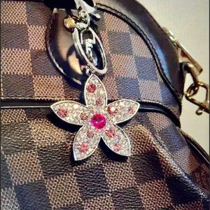 Bling Bag Charm/Keychain - Pink or Black-Silver Hardware